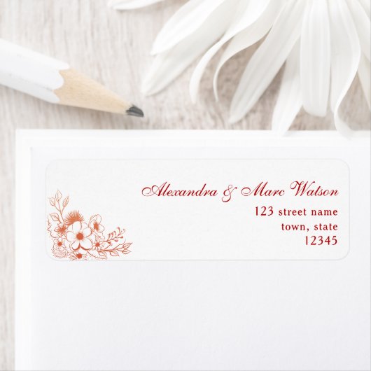 Peach Wedding Return-adres Etiket (Insitu)