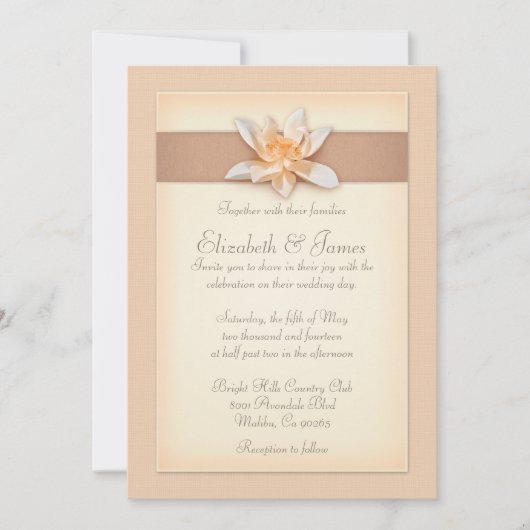 Peach Wedding-uitnodigingen Kaart (Voorkant)