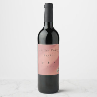 Peach Wedding Wine Label  Wijn Etiket