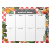 Peach Weekly Menu Meal Planner Gingham Notitieblok (Voorkant)