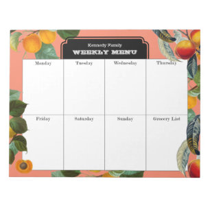 Peach Weekly Menu Meal Planner Notitieblok