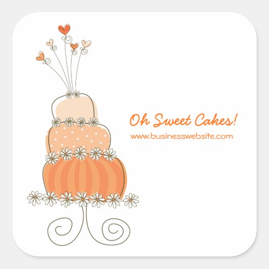Peach Whimsical Chic Wedding Cake Sticker (Voorkant)