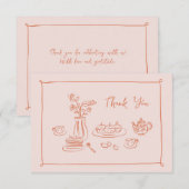 Peach Whimsical Doodle Hand-Drawn Vrijgezellenfees Bedankkaart (Voorkant / Achterkant)