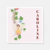 Peach Whimsical Fairy Floral Vines Custom Text Servet (Voorkant)
