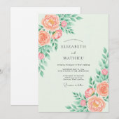 Peach Whimsical Spring Wedding Kaart (Voorkant / Achterkant)