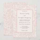 Peach Whimsy Hand getrokken gebladerte bruiloft Kaart (Voorkant / Achterkant)