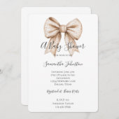 Peach White Bow Baby shower Kaart (Voorkant / Achterkant)