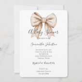 Peach White Bow Baby shower Kaart (Voorkant)