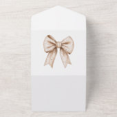 Peach White Bow Wedding All In One Uitnodiging (Buitenkant)