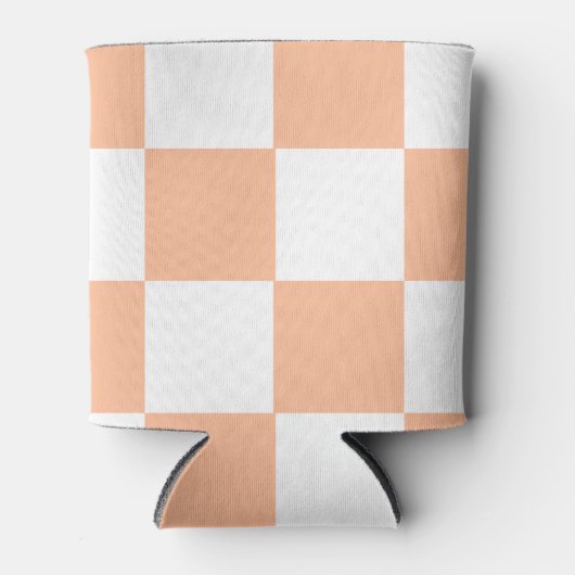 Peach White Checkerboard Retro Classic Cheques Blikjeskoeler (Voorkant)