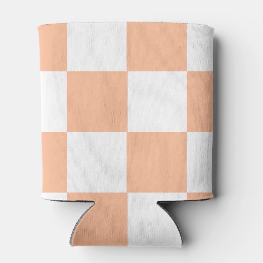 Peach White Checkerboard Retro Classic Cheques Blikjeskoeler (Achterkant)