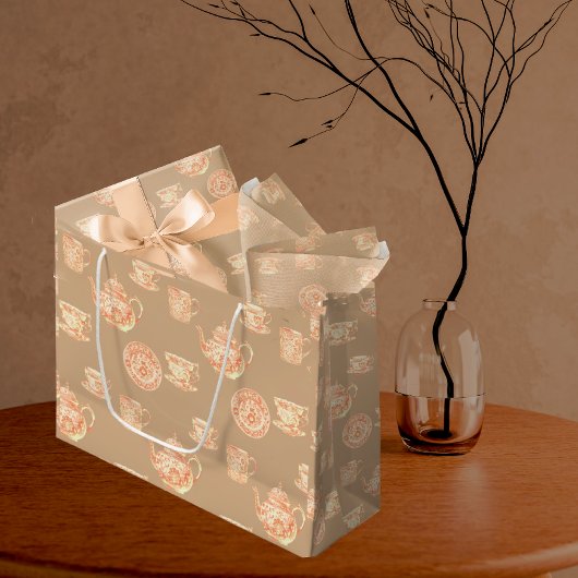  Peach White Ecru Chinoiserie Teapots Cups Groot Cadeauzakje