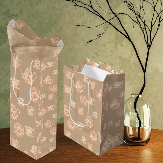  Peach White Ecru Chinoiserie Teapots Cups Medium Cadeauzakje