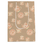  Peach White Ecru Chinoiserie Teapots Cups Medium Cadeauzakje (Achterkant)