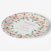 Peach White Floral Wedding Papieren Bordje (Gekanteld)