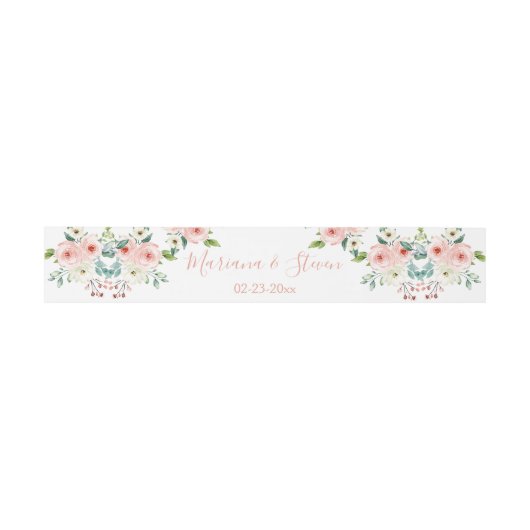 Peach White Floral Wedding Uitnodigingen Wikkel (Vlak)