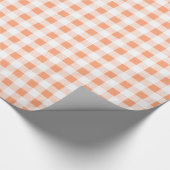 Peach White Gingham Pattern Cadeaupapier (Hoek)