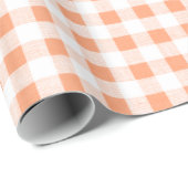 Peach White Gingham Pattern Cadeaupapier (Rol Hoek)