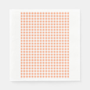 Peach White Gingham Pattern Servet