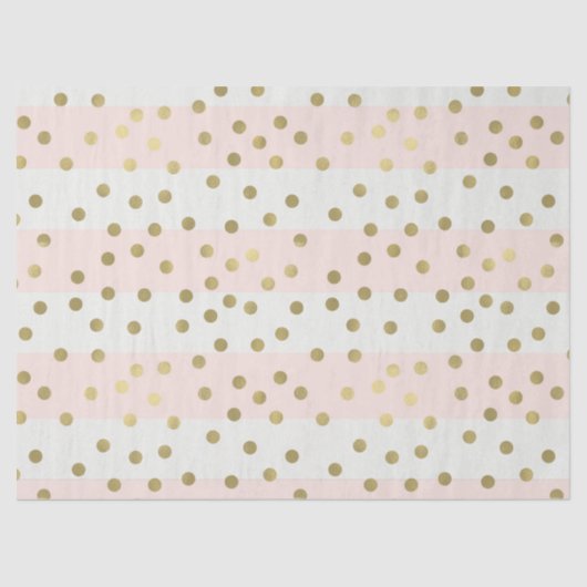 Peach White Gold Stripes Confetti Tissuepapier (Voorkant)