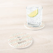 Peach White Gold Stripes-Confetti Zandsteen Onderzetter (Zijkant)