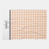 Peach & White Houndstooth Gepersonaliseerd Theedoek (Horizontaal)