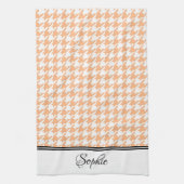 Peach & White Houndstooth Gepersonaliseerd Theedoek (Verticaal)