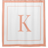  Peach &white Monogram initial Douchegordijn (Voorkant)