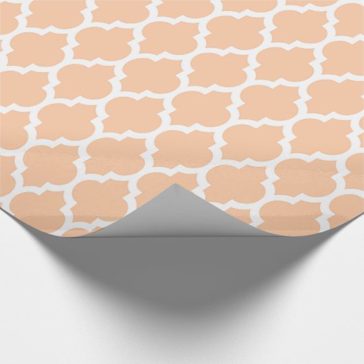 Peach White Moroccan Quatrefoil Pattern #4 Cadeaupapier (Hoek)