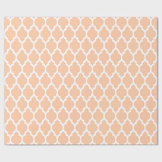 Peach White Moroccan Quatrefoil Pattern #4 Cadeaupapier (Vlak)