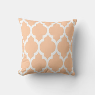 Peach White Moroccan Quatrefoil Pattern #4 Kussen