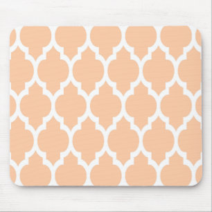 Peach White Moroccan Quatrefoil Pattern #4 Muismat