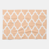 Peach White Moroccan Quatrefoil Pattern #4 Theedoek (Horizontaal)