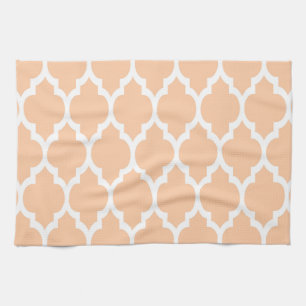 Peach White Moroccan Quatrefoil Pattern #4 Theedoek