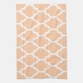 Peach White Moroccan Quatrefoil Pattern #4 Theedoek (Verticaal)