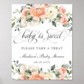 Peach White Pink Floral Baby is Sweet Neem een Tre Poster (Voorkant)