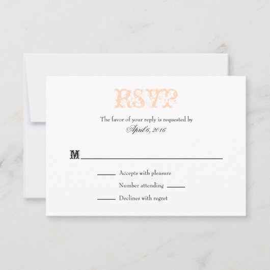 Peach White Plain Simple Weddenschap RSVP-kaarten RSVP Kaartje (Voorkant)