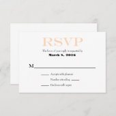 Peach White Plain Simple Weddenschap RSVP-kaarten RSVP Kaartje (Voorkant / Achterkant)