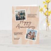 Peach & White Romantisch Jubileum Gevouwen Groet Kaart (Gele Bloem)