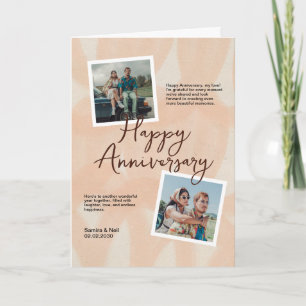 Peach & White Romantisch Jubileum Gevouwen Groet Kaart