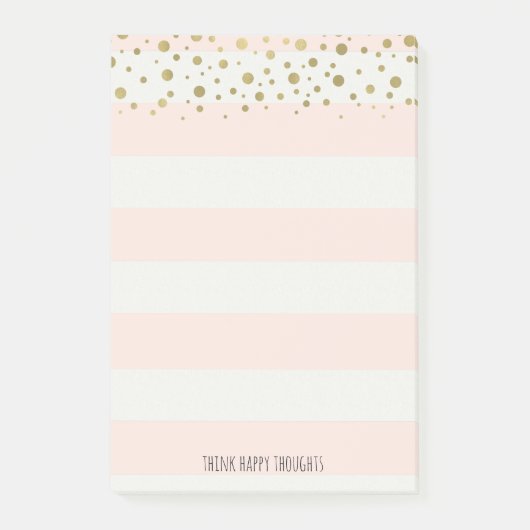 Peach White Stripes Gold Confetti, op maat gemaakt Post-it® Notes (Voorkant)