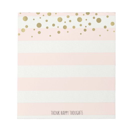 Peach White Stripes met Gold Confetti Notitieblok (Voorkant)