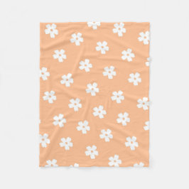 Peach White Tropical Floral Botanical Spring Summe Fleece Deken