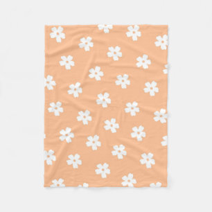 Peach White Tropical Floral Botanical Spring Summe Fleece Deken