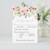 Peach White Waterverf Floral Wedding RSVP Kaartje (Staand voorkant)