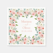 Peach White Waterverf Floral Wedding Servet (Voorkant)