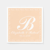 Peach White Wedding Monogram Servet (Voorkant)