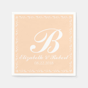 Peach White Wedding Monogram Servet