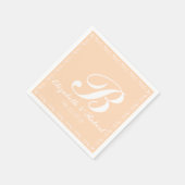 Peach White Wedding Monogram Servet (Hoek)
