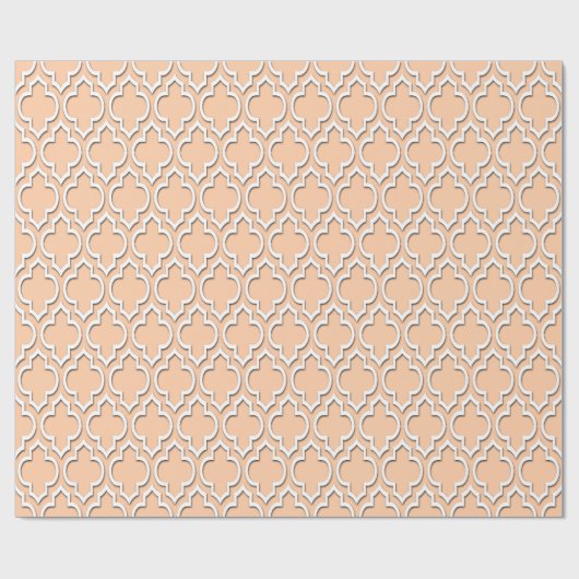 Peach White XL Moroccan Quatrefoil #7DS Cadeaupapier (Vlak)